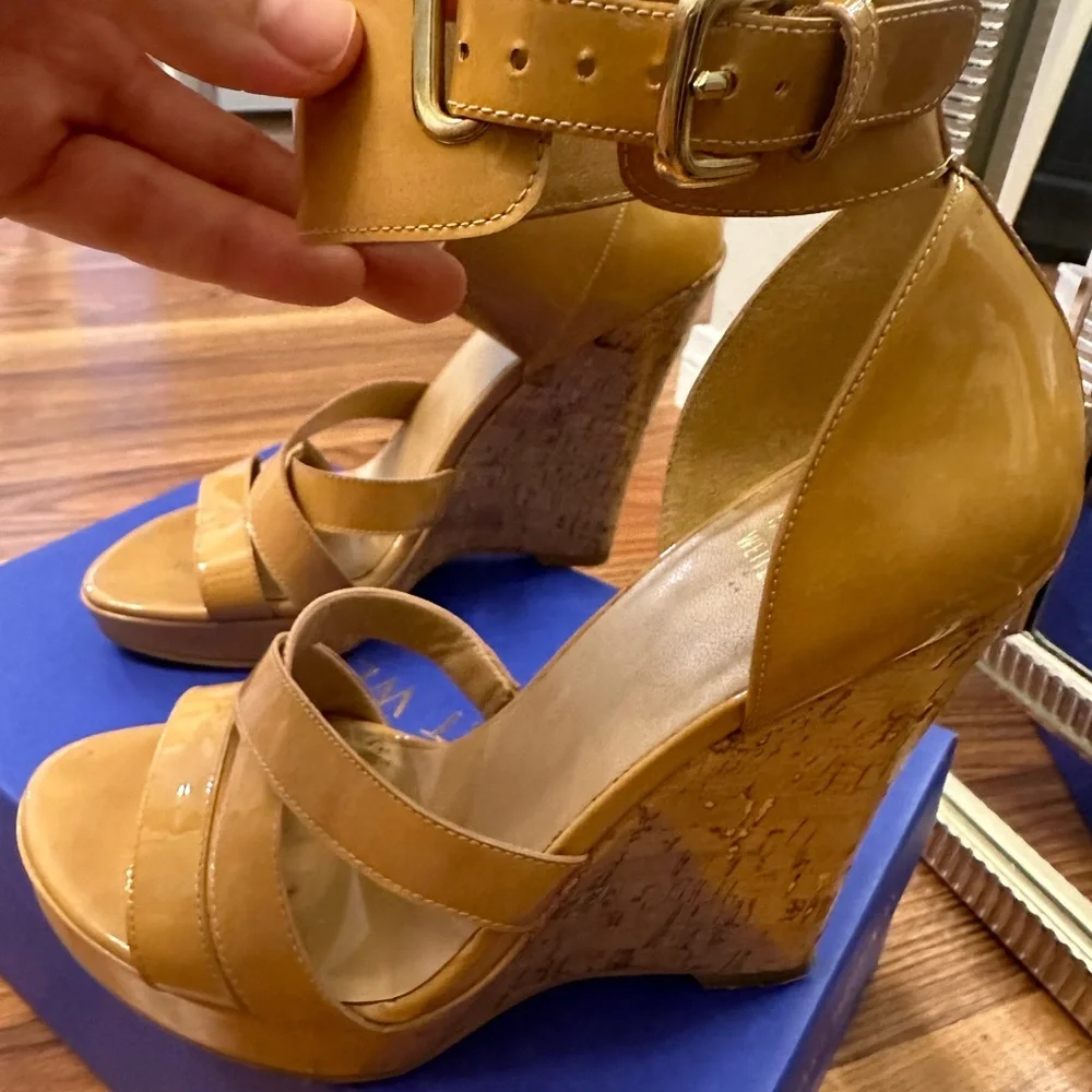 Stuart Weitzman Patent Wedge Sandals - Picture 2 of 7